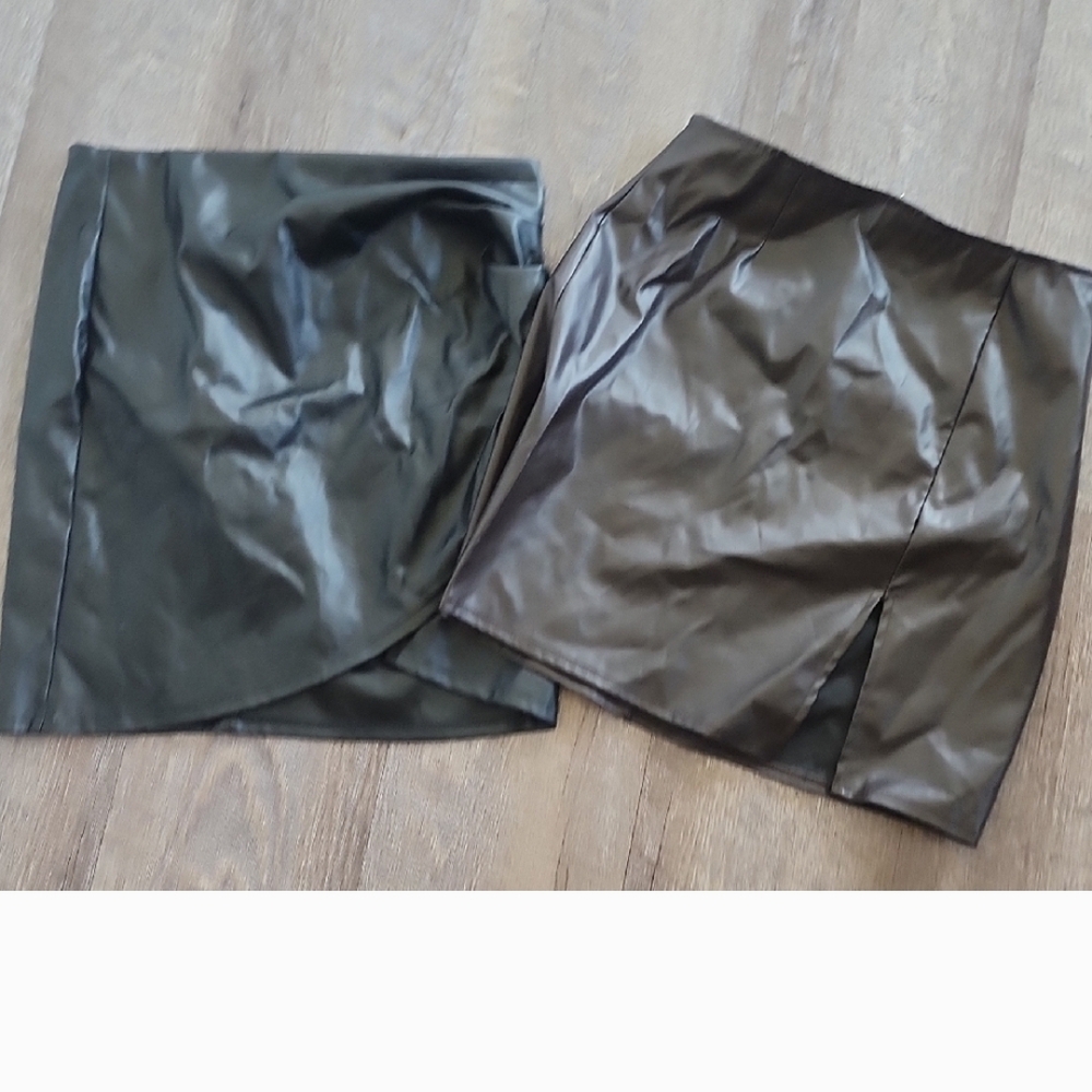 Windsor Black Faux Leather Mini Skirt Set